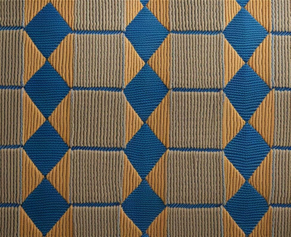 blue herringbone stair runner