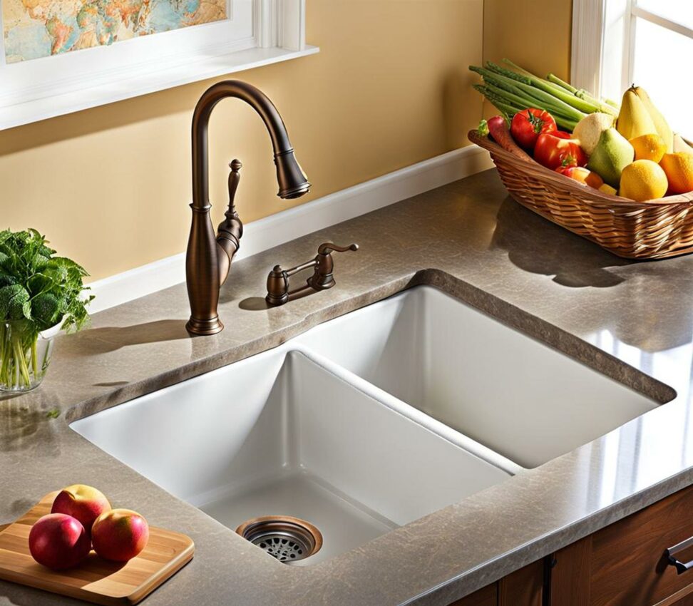 drop in kitchen sink with backsplash