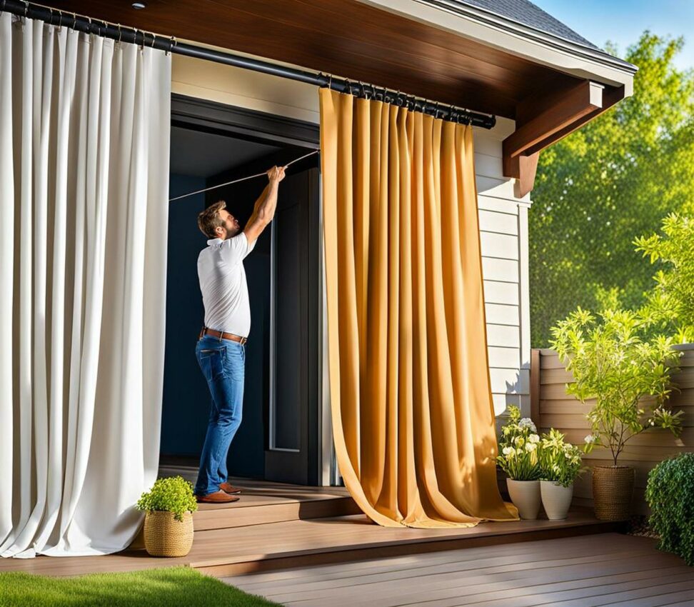 how to hang outdoor curtains with wire