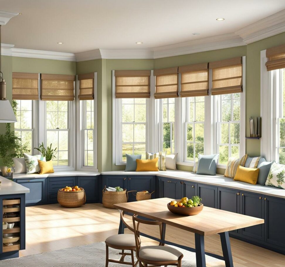 kitchen with bay window layout