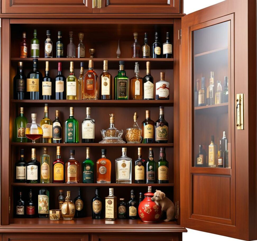 liquor cabinet with a lock