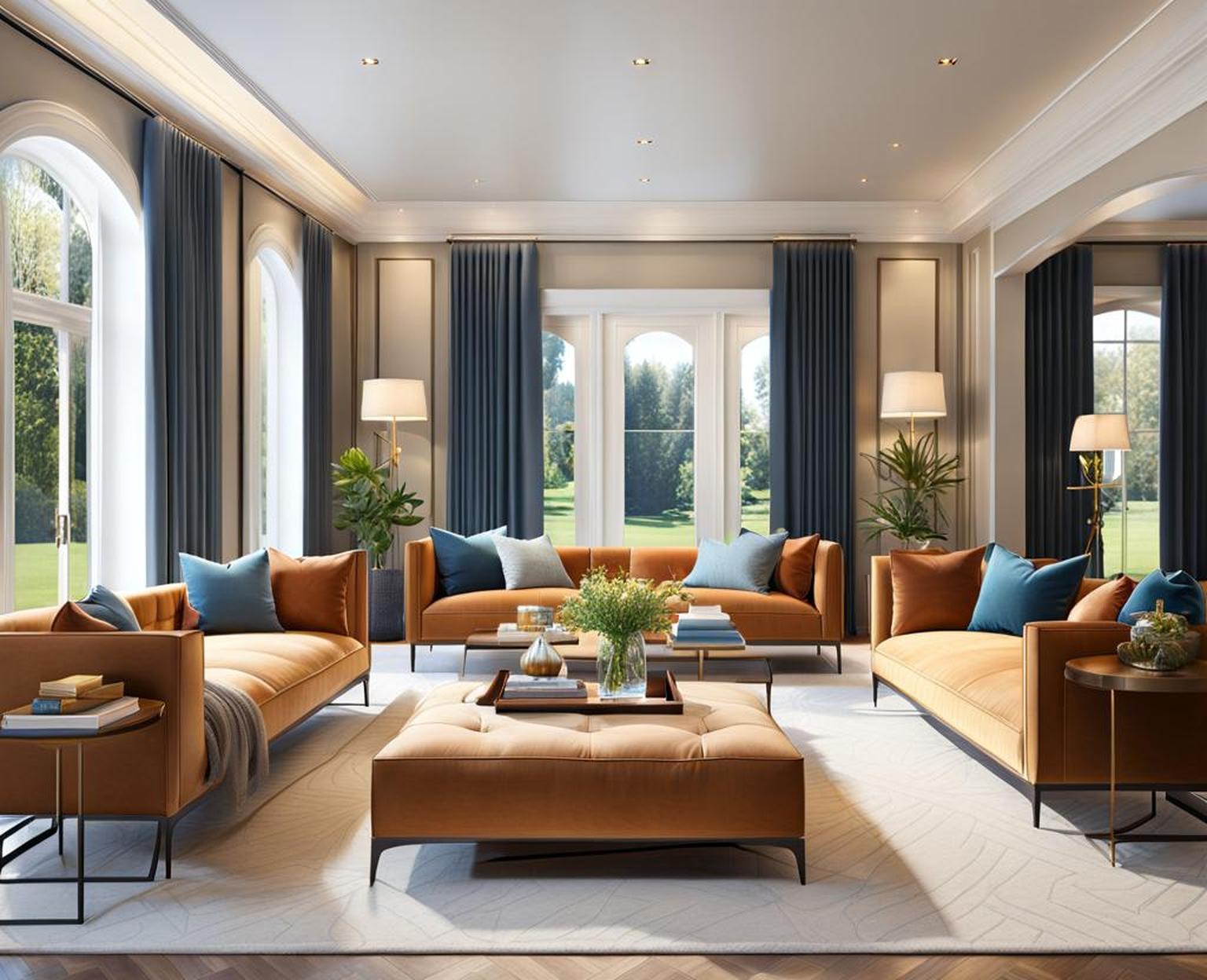 Design a Stylish Living Room with Two Distinct Seating Zones Corley