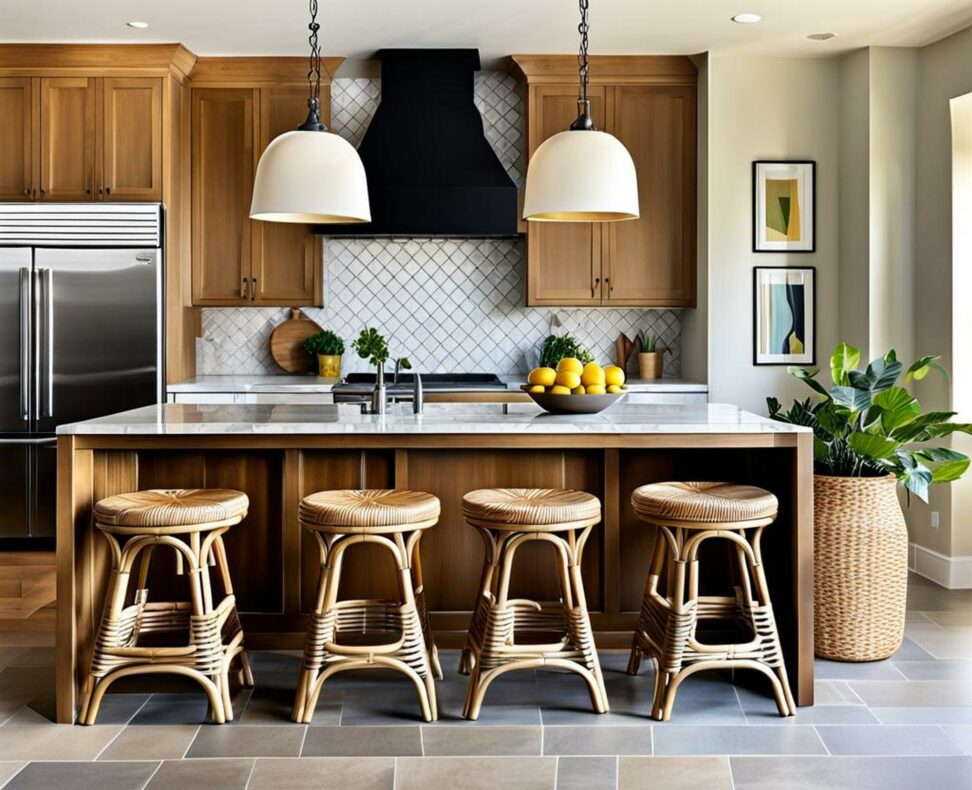 low back rattan counter stool