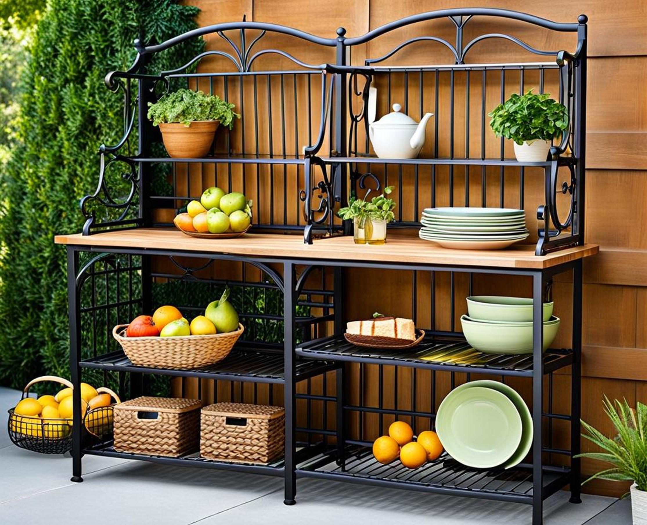 Refresh Your Outdoor Setting With These 12 Brilliant Bakers Rack Ideas