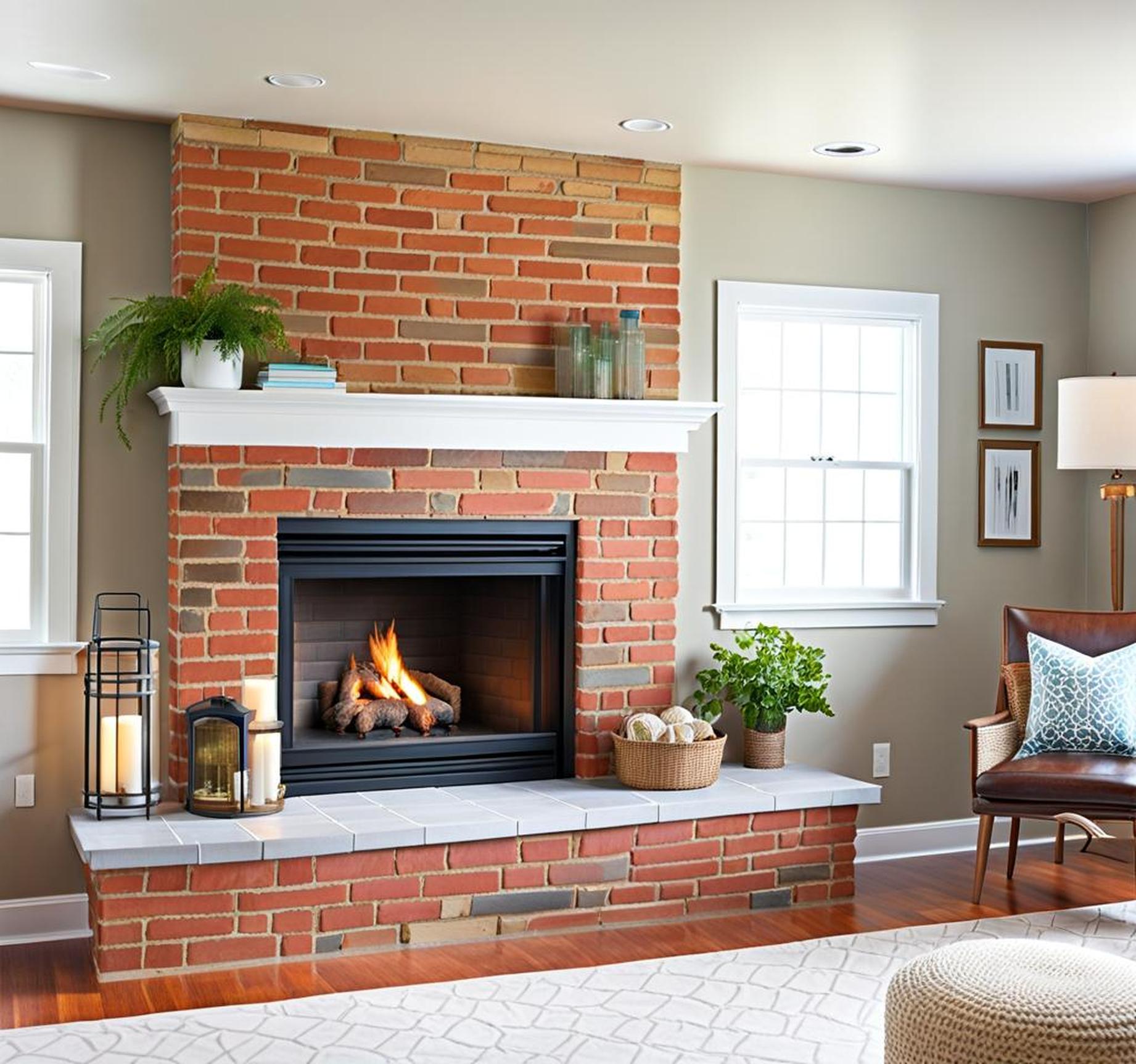 Upcycle Your Outdated Red Brick Fireplace with Clever DIY Makeover