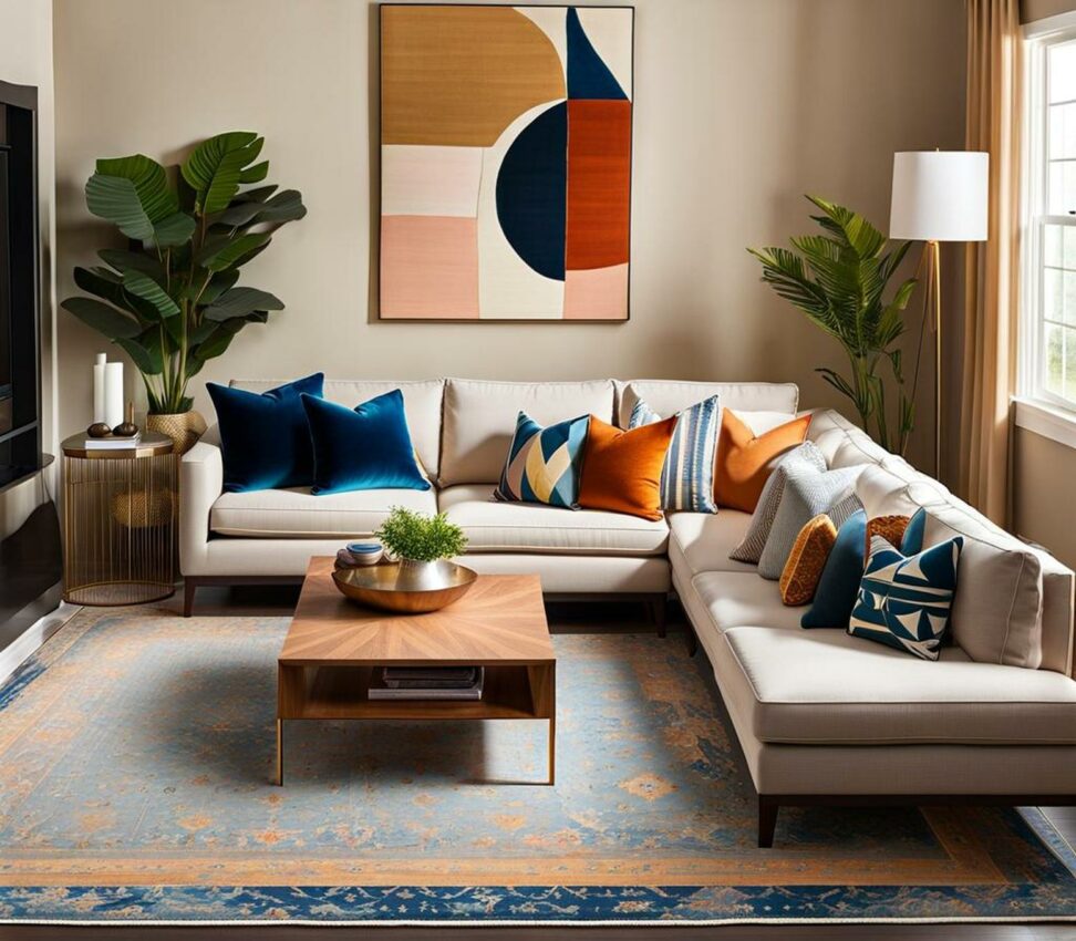 rug placement living room sectional