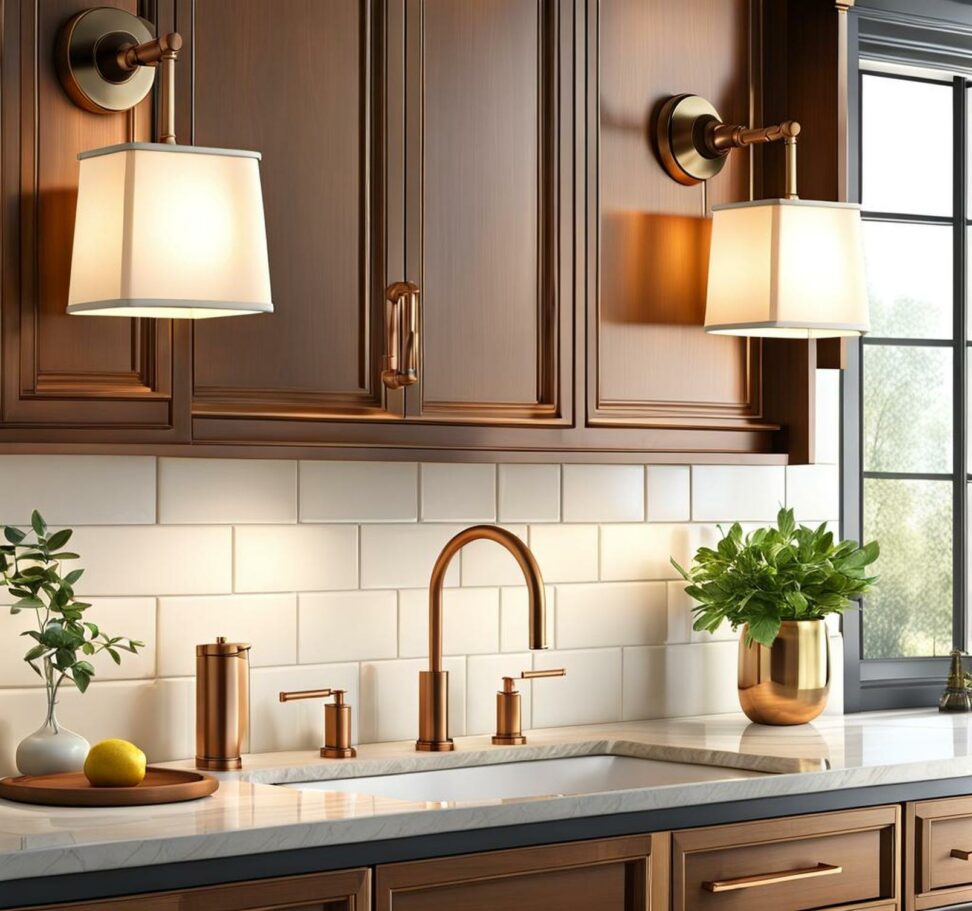sconce above kitchen sink