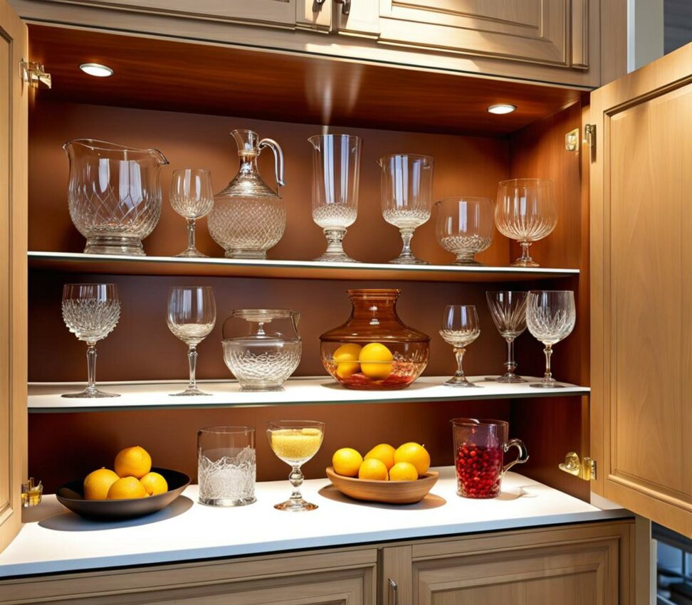 what to display in glass kitchen cabinets