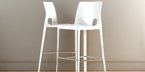 White bar chairs with backs