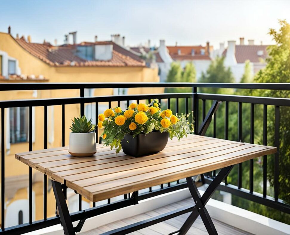 folding balcony table to hang on railing