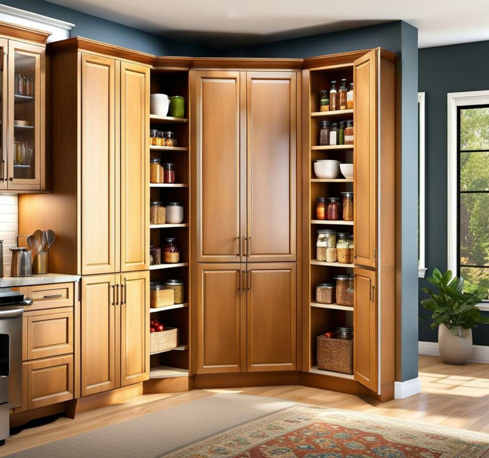 tall corner kitchen pantry cabinet