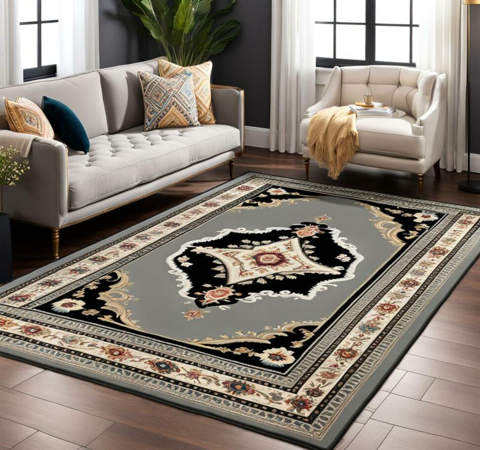 maral border vintage grey rug
