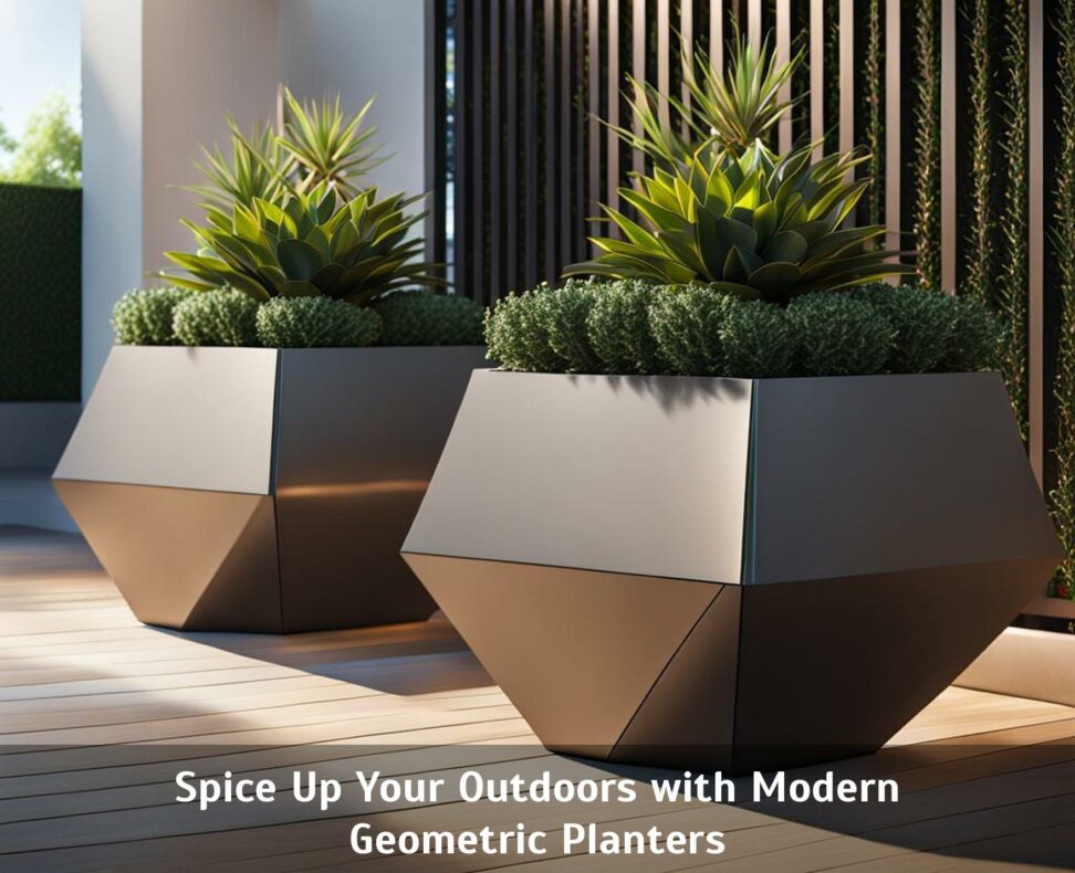 black and white planters outdoor