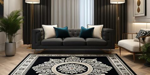 Damali black and white rug