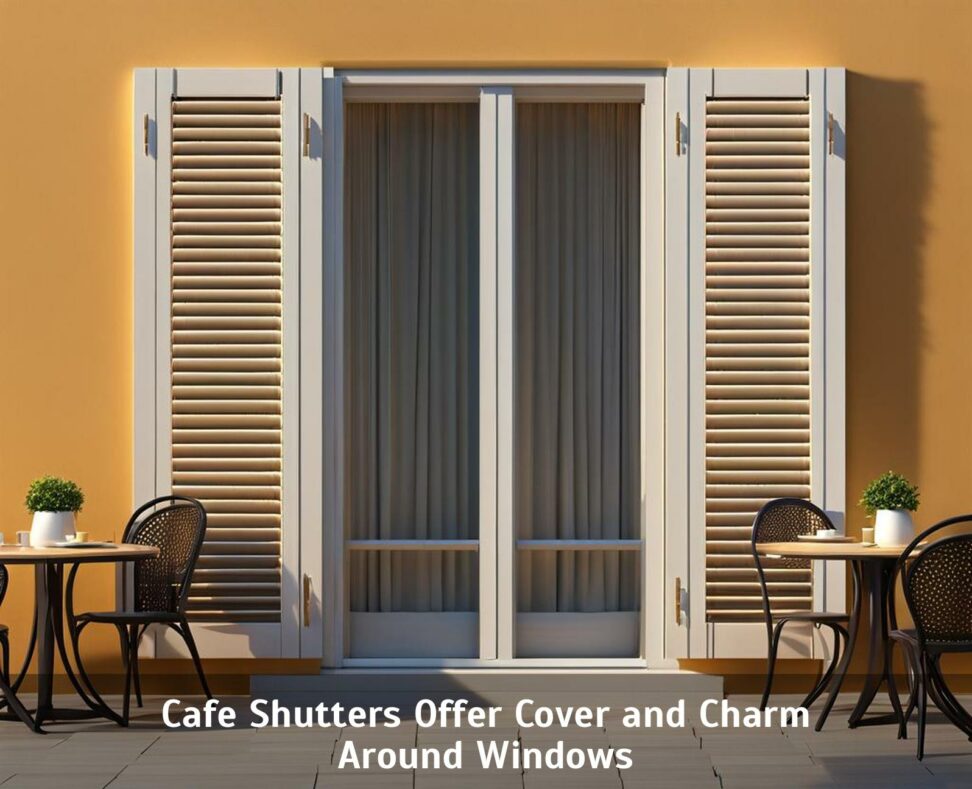 cafe shutters with curtains