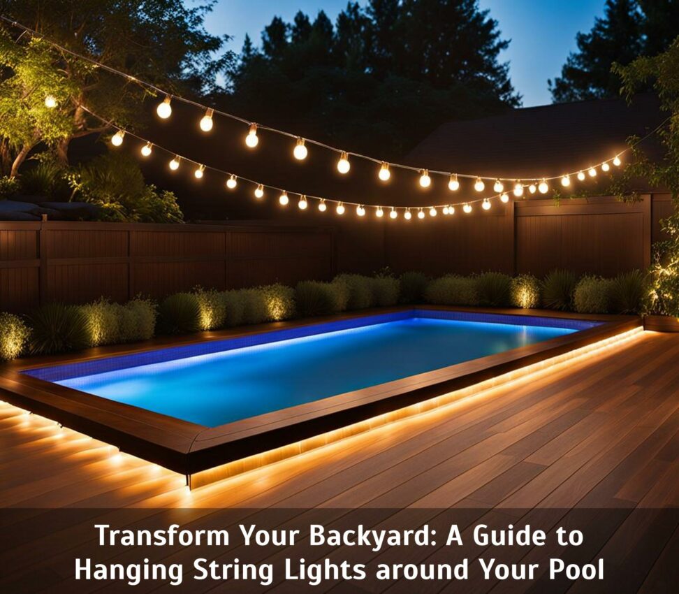 how to hang string lights around pool