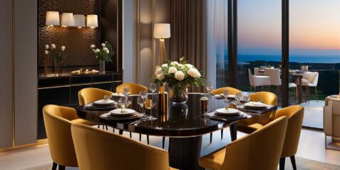 posh dining table and 6 dining chairs