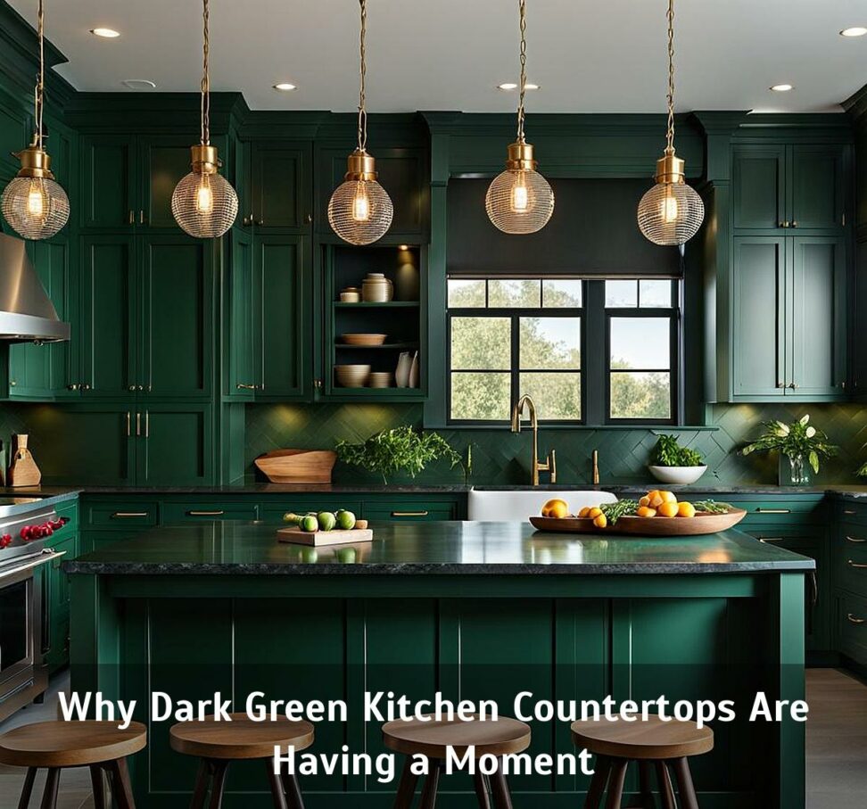 kitchen with dark green countertops